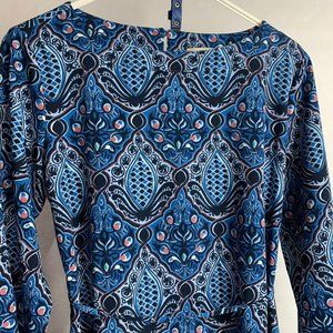Ann Taylor LOFT Blue Print Belted Tunic Dress XS